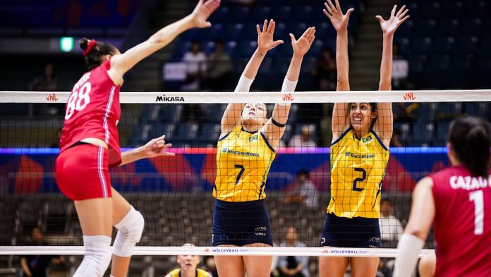 Diana Alecrim Jadi Kunci, Brasil Tekuk Prancis 3-2 di Volleyball Nations League 2025 (Foto: volleyballworld)